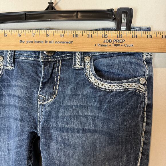 Grace In La Jeans Womens 7/27 Blue Denim Stretch Beaded 5-Pockets Boot Cut Leg - Picture 13 of 16